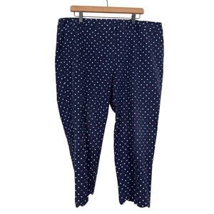 Talbots Womens Blue White Red Polka Dot Slim Crop Pants Size 20W